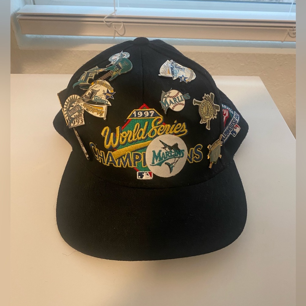 Vintage Black World Series Champions Cap with Pins
